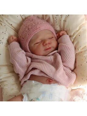 🆕18Inch Full Vinyl Body Baby Dolls Pink-pascale Girl with Closed Eyes Doll